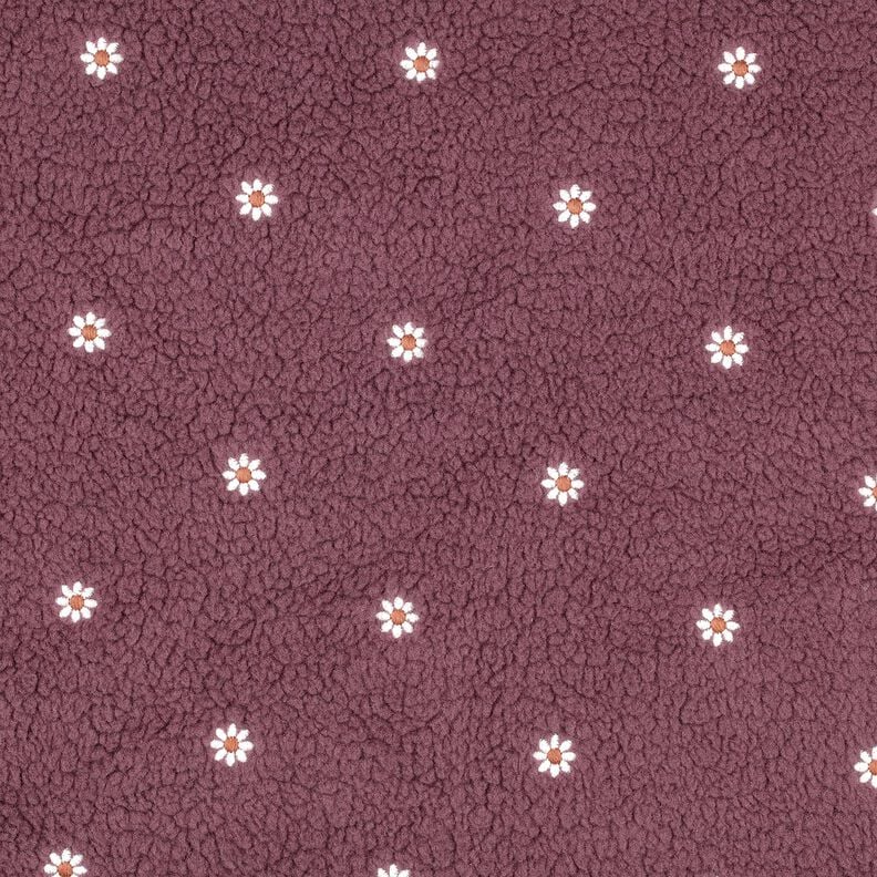 Plyš teddy Vyšívané kytičky | Poppy Fabrics – tmavě starorůžová,  image number 1