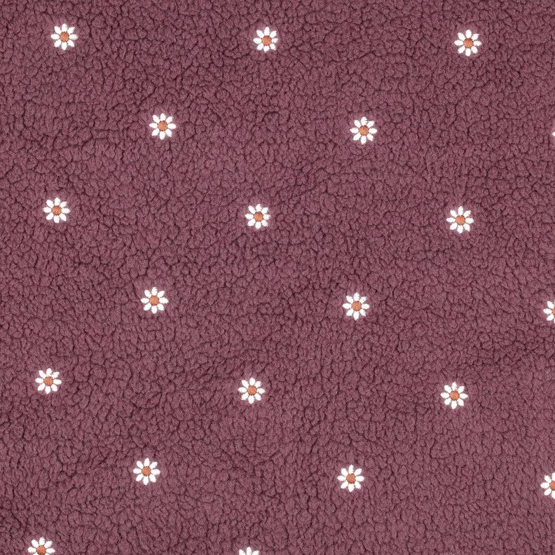 Plyš teddy Vyšívané kytičky | Poppy Fabrics – tmavě starorůžová, image number 1