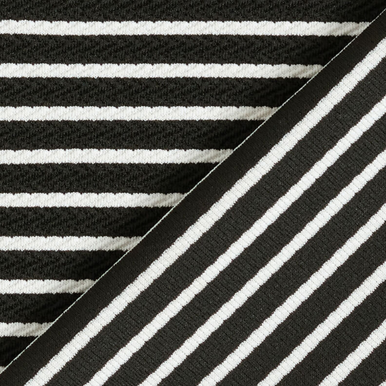 Žakárový žerzej s vodorovnými pruhy – černá/bílá,  image number 4