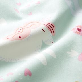 Popelín jednorožec – baby modra/světle růžová, 