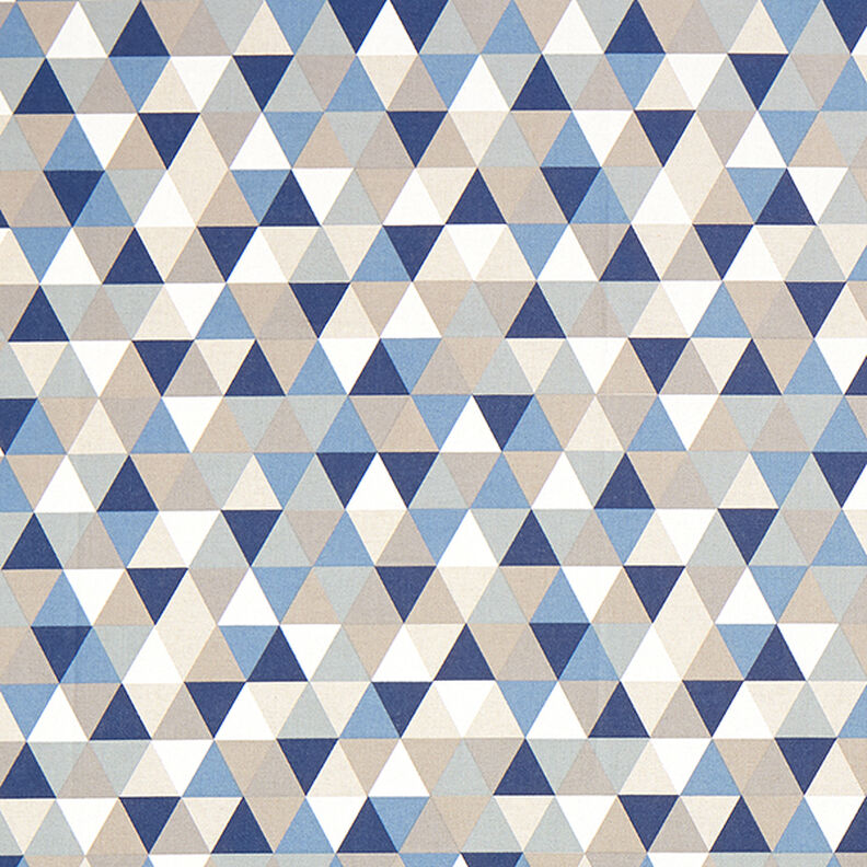 Dekorační látka polopanama Trojúhelníky – modrá,  image number 1