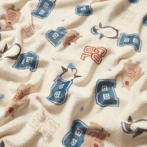 Hebký fleece Styl bundy s koláží – světle béžová/modrá, 