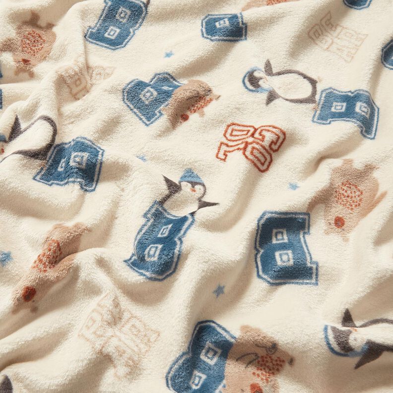 Hebký fleece Styl bundy s koláží – světle béžová/modrá, image number 2