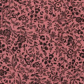 Mušelín / dvojitá mačkaná tkanina Dvoubarevné květy  | Poppy Fabrics – tmavě starorůžová/černá, 