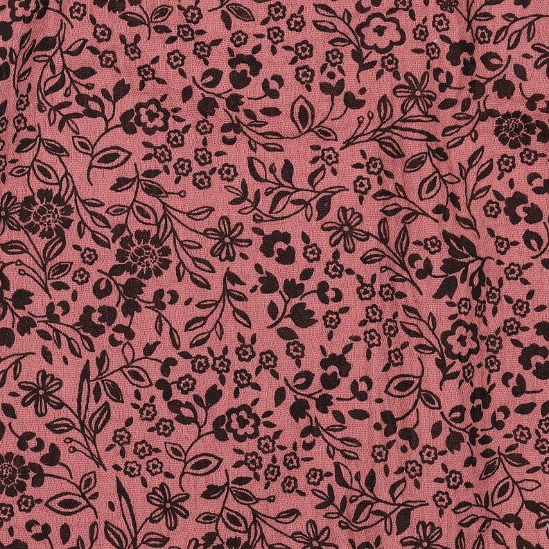 Mušelín / dvojitá mačkaná tkanina Dvoubarevné květy | Poppy Fabrics – tmavě starorůžová/černá, image number 2