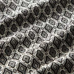 Streč Žakár Směs s viskózou Jemné diamanty – vlněná bílá/šedá, 