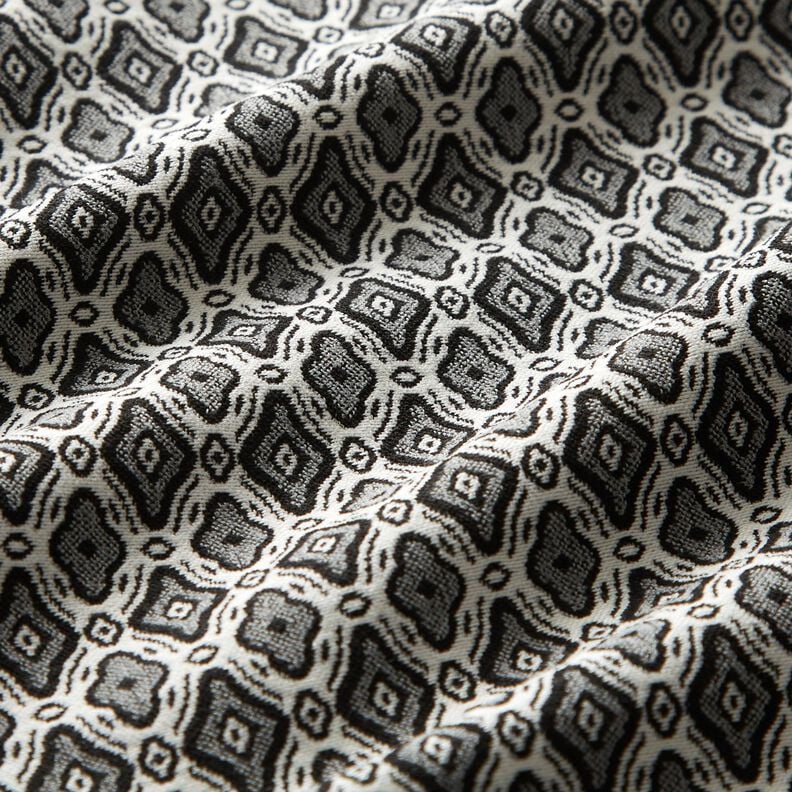 Streč Žakár Směs s viskózou Jemné diamanty – vlněná bílá/šedá,  image number 2