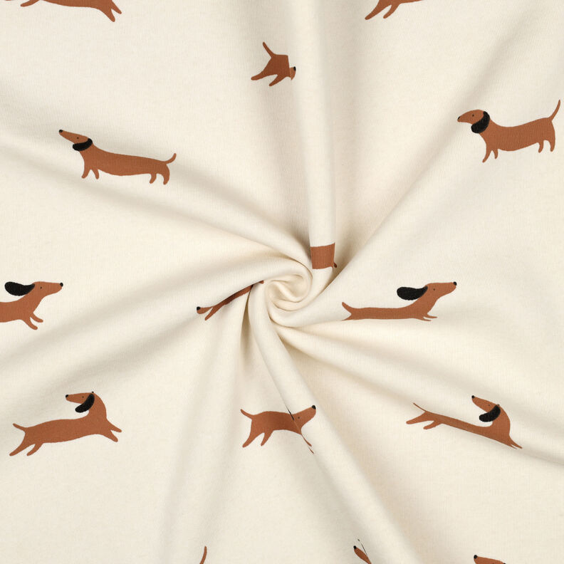 Teplákovina počesaná Šťastní jezevčíci | Poppy Fabrics – slonová kost, image number 3