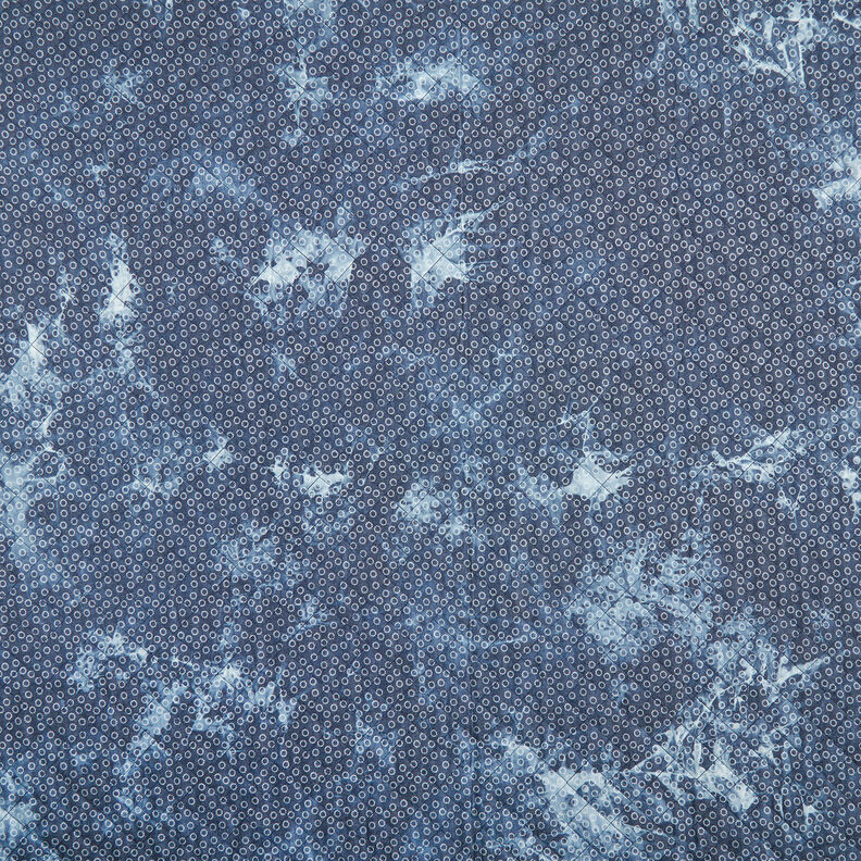 Prošívaná tkanina chambray květinová batika – džínově modrá,  image number 1