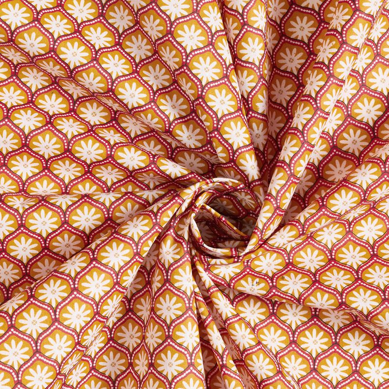 Povrstvená bavlna Květinové kachle – hořčicove žlutá/bílá,  image number 3
