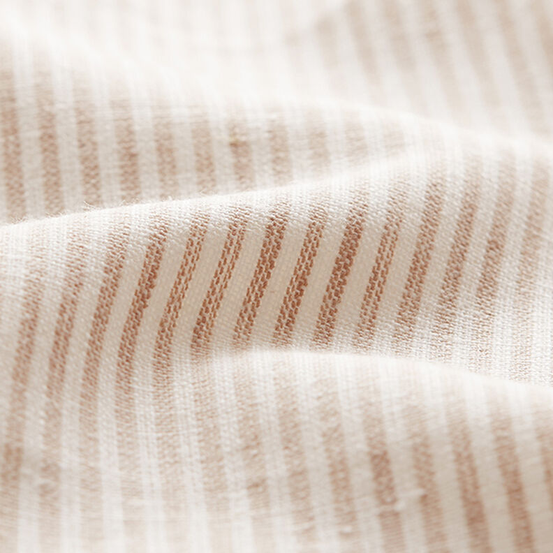 Směs lnu a bavlny proužek úzký – béžová/vlněná bílá,  image number 2