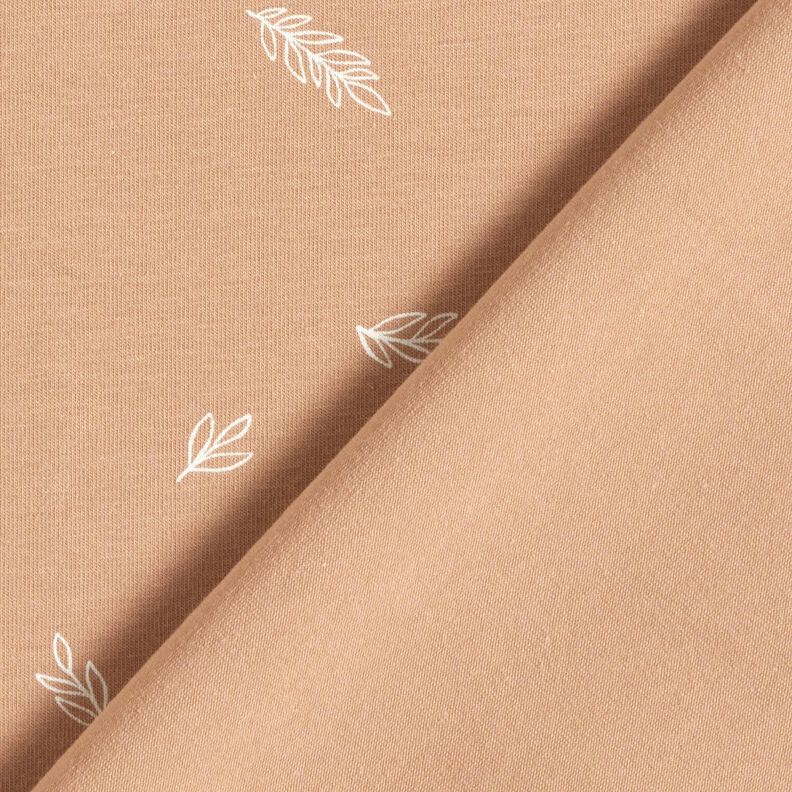 Bavlněn&yacute; žerzej Listy &ndash; světle hněd&aacute;,  image number 4