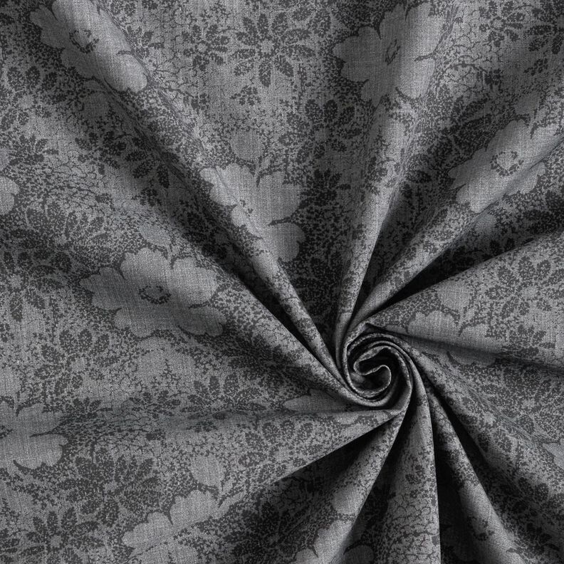 Ko&scaron;ilov&aacute; tkanina květiny &ndash; &scaron;ed&aacute;/čern&aacute;,  image number 3