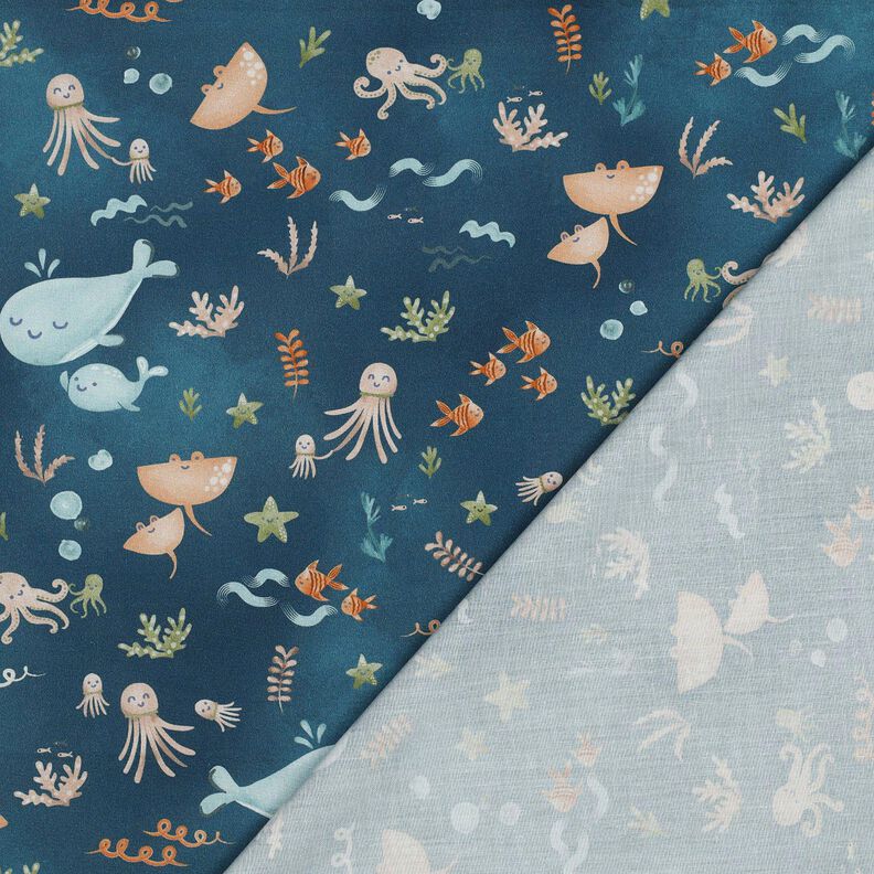 Bavlněný popelín Šťastná mořská zvířata digitální potisk | Poppy Fabrics – oceánská modrá,  image number 4
