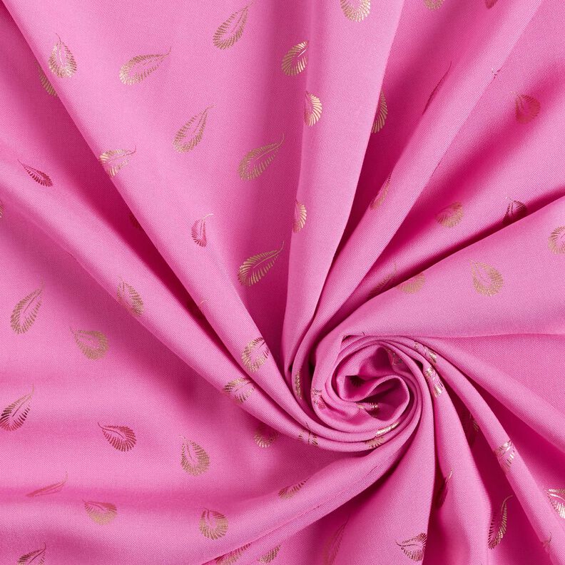Viskózová tkanina potisk peří – pink,  image number 3