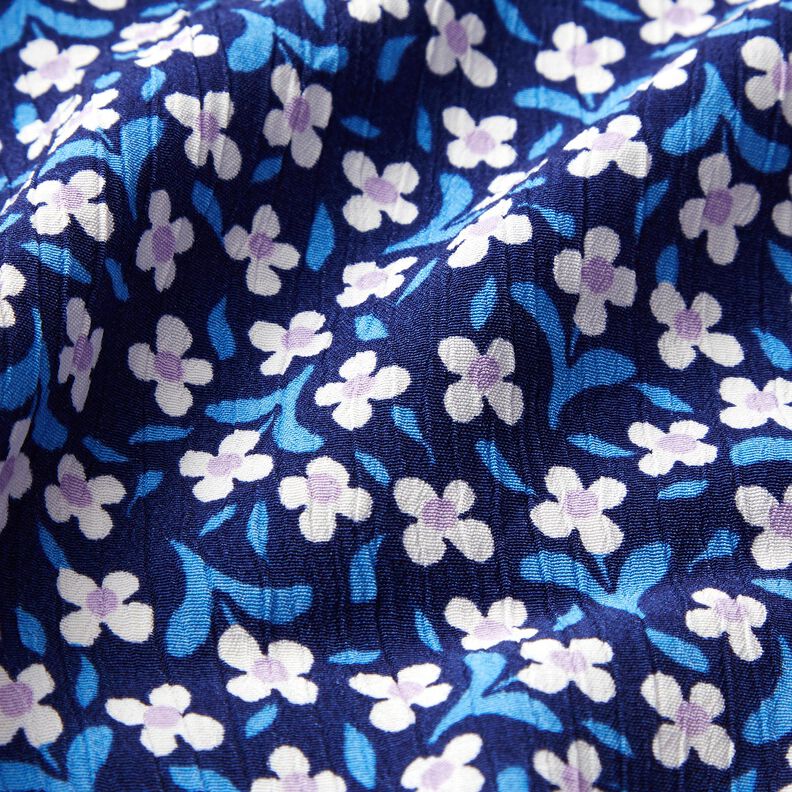 Viskózový krep malé květy – namornicka modr/bílá,  image number 5