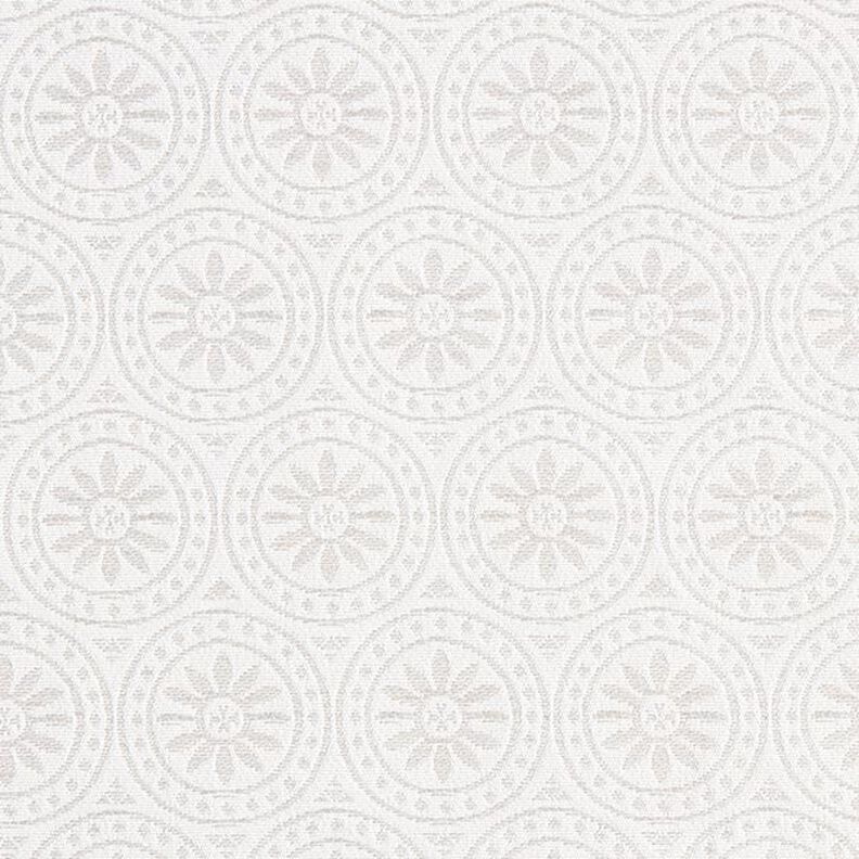 Látka pro venkovní použití Žakár Kruhové ornamenty – světle šedá/vlněná bílá,  image number 1