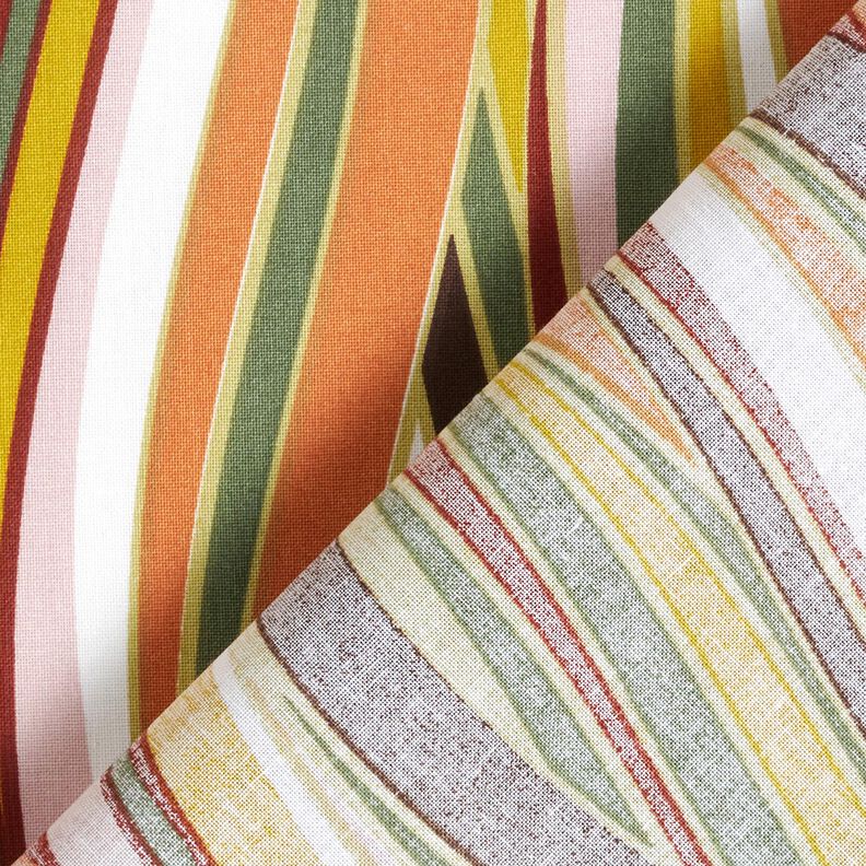 Bavlněn&aacute; l&aacute;tka Kreton Zakřiven&eacute; pruhy &ndash; b&iacute;l&aacute;/světle oranžov&aacute;,  image number 4