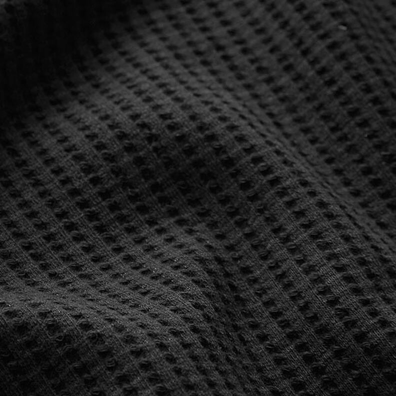 Bavlněný vaflový žerzej jednobarevný – černá,  image number 2
