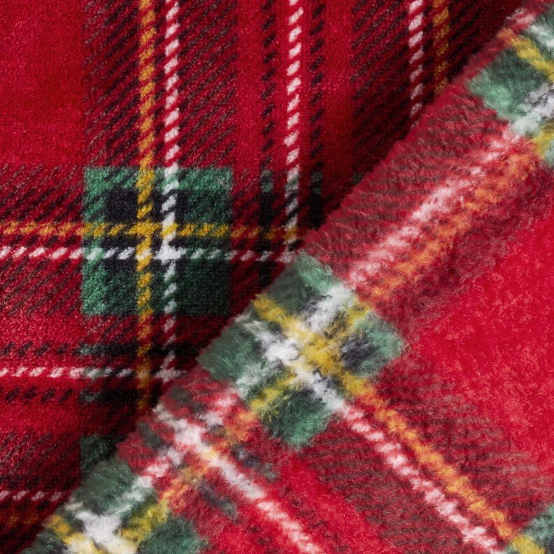 Hebký fleece Klasické kostky – tmavě červená/jedlově zelená,  image number 4