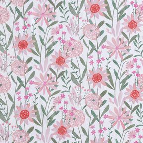 Bavlněný popelín velké luční květiny digitální potisk | Poppy Fabrics – bílá, 