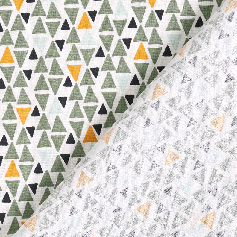 Bavlněná látka Kreton Trojúhelníky mini – rákosove zelená/bílá,  image number 4
