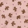 GOTS Mušelín / dvojitá mačkaná tkanina Ptáci a srdce | Poppy Fabrics – starorůžová,  thumbnail number 3