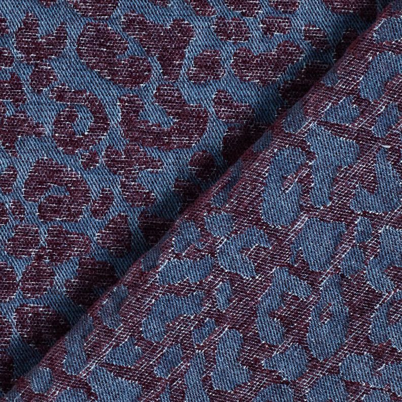 Kalhotová látka v denimovém vzhledu s leopardím potiskem – barva lilku/džínově modrá, image number 4