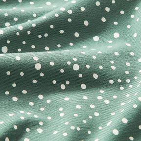 Bavlněný žerzej Nepravidelné puntíky – rákosove zelená, 