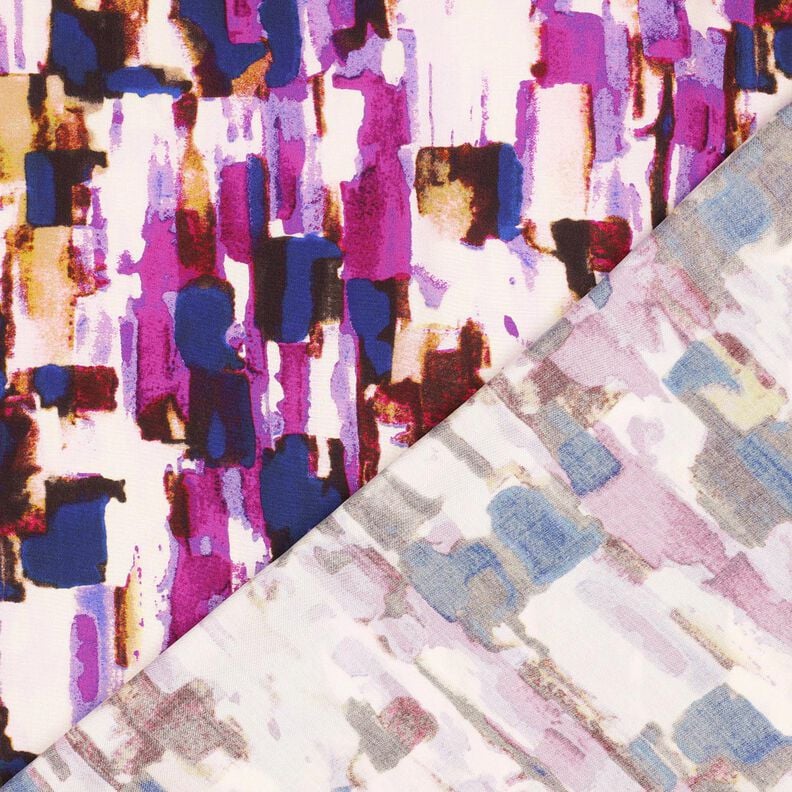 Viskózová tkanina Digitální tisk abstraktní tahy štětcem – hroznová/indigová,  image number 4