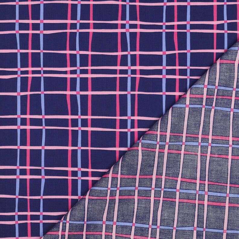 Bavlněný popelín Zvlněná kostka | Poppy Fabrics – indigová/růžová,  image number 4
