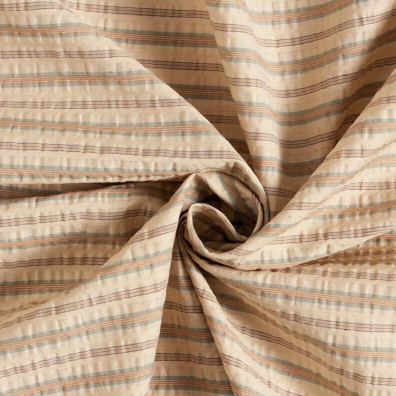 Bavlněná tkanina s drcenými pruhy – mandlová,  image number 3