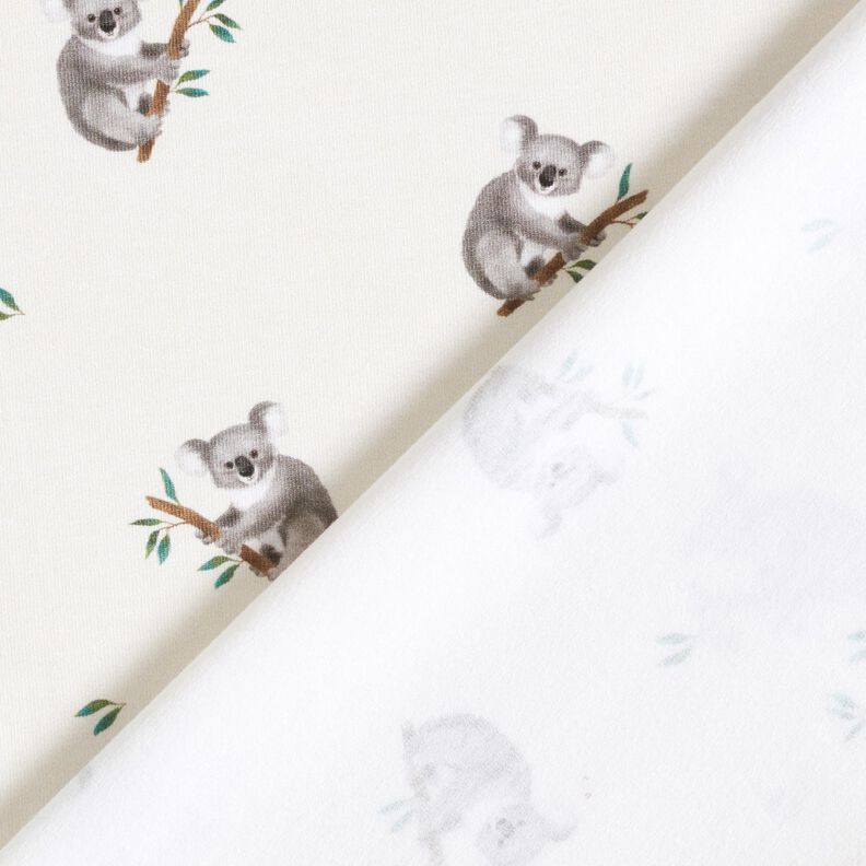 GOTS Bavlněný žerzej Koala digitální potisk – slonová kost,  image number 4