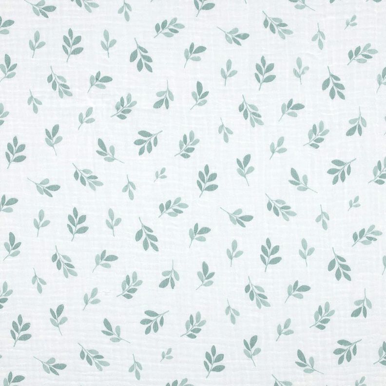 Mušelín / dvojitá mačkaná tkanina Větvičky | Poppy Fabrics – bílá/rákosove zelená, image number 1