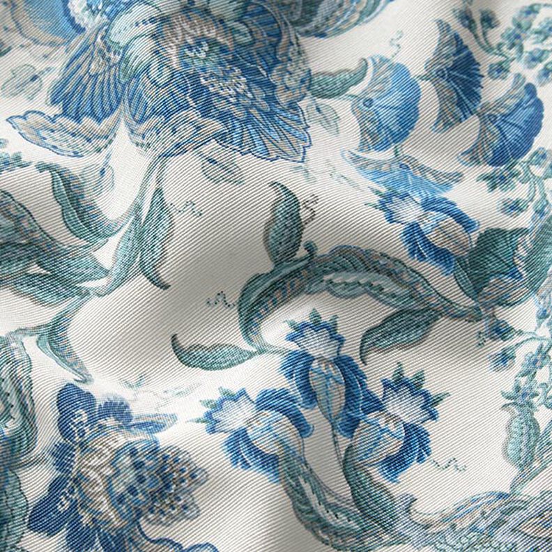 Dekorační látka Plátno Orientální květinové ornamenty 280 cm – bílá/modrá,  image number 2