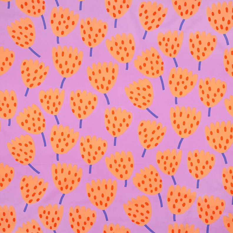 Bavlněný popelín Tulips | Nerida Hansen – levandulová/broskvově oranžová,  image number 1