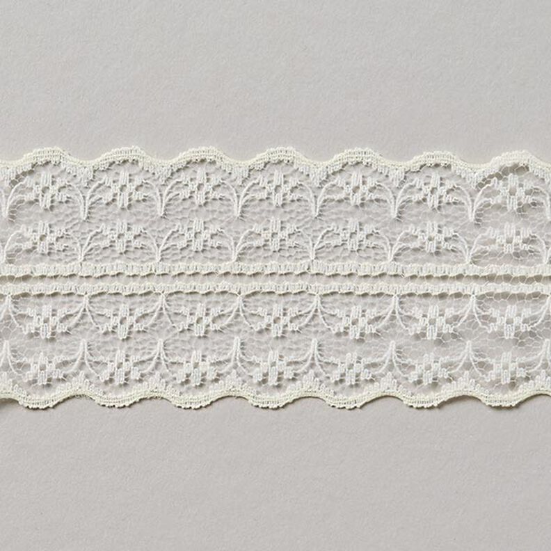 Lemovací stuha voál - krajka [48 mm] - vlněná bílá,  image number 1