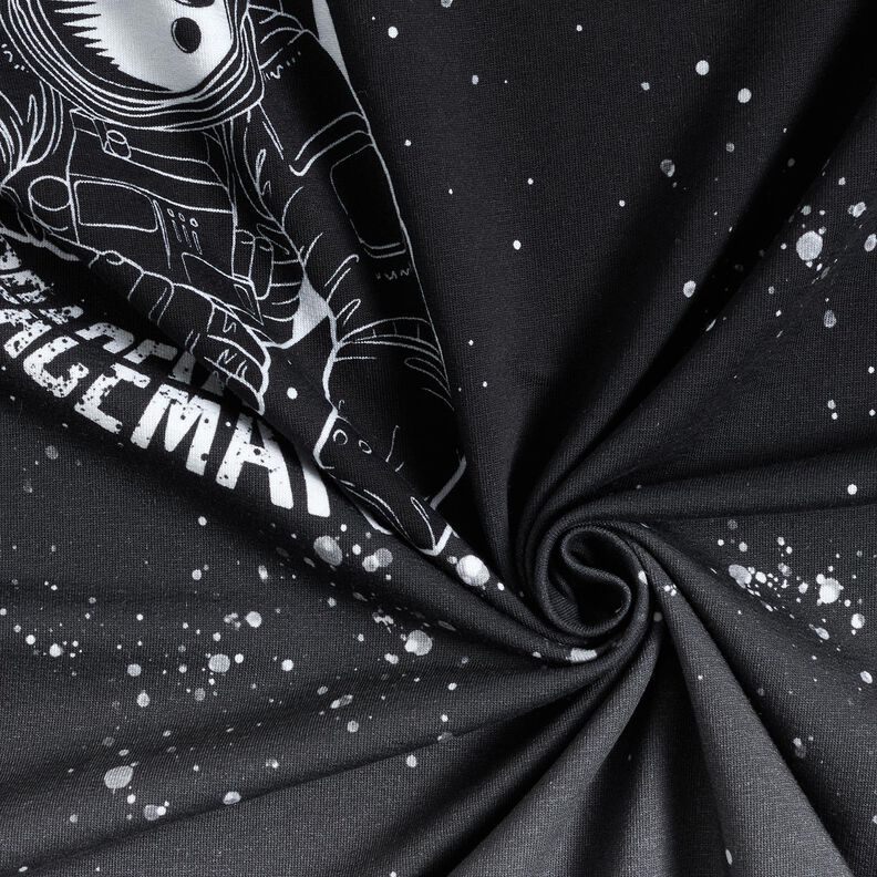 Francouzské froté Panel Spaceman | Glitzerpüppi – černá/bílá, image number 3