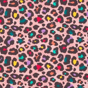 Teplákovina počesaná Barevný leopardí vzor – růžová, 