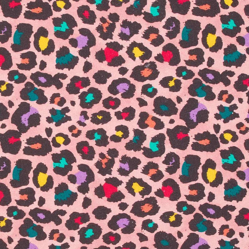 Teplákovina počesaná Barevný leopardí vzor – růžová,  image number 1