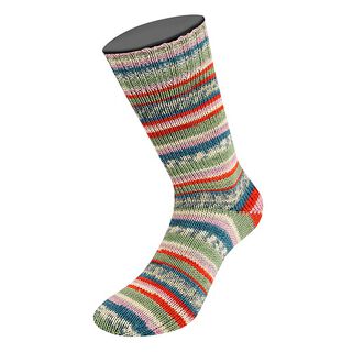 LANDLUST Sockenwolle „Bunte Bänder“, 100g | Lana Grossa – červená/modrá, 