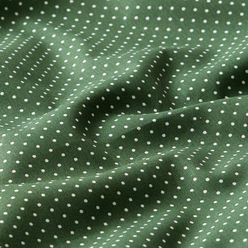Bavlněný popelín Malé puntíky – tmavě zelená/bílá,  image number 2
