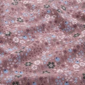 Bavlněn&yacute; žerzej Lesn&iacute; květinov&aacute; louka digit&aacute;ln&iacute; potisk &ndash; tmavě starorůžov&aacute;, 