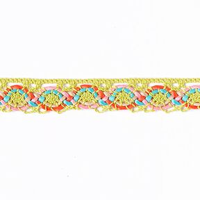 Paličkovaná krajka Colors [20 mm] - neonově zelená/tyrkysová, 