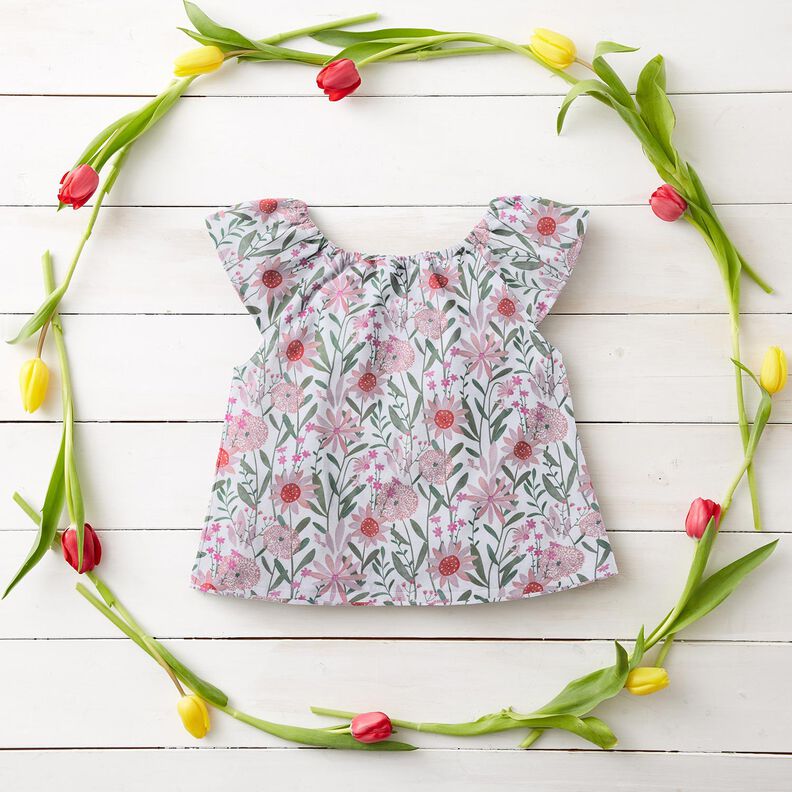 Bavlněný popelín velké luční květiny digitální potisk | Poppy Fabrics – bílá,  image number 6
