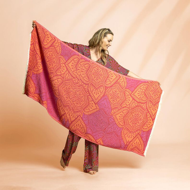 Plážové oblečení Hamamtuch Jacquard-Ornamente – červená/broskvově oranžová,  image number 5