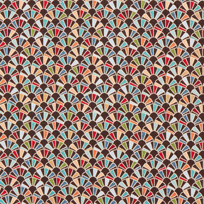 Dekorační látka Gobelín Retro vějíř – černá/karmínově červená, 