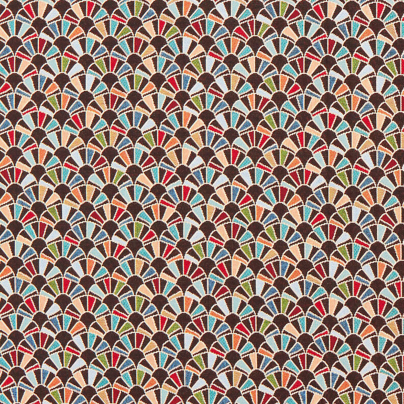 Dekorační látka Gobelín Retro vějíř – černá/karmínově červená,  image number 1