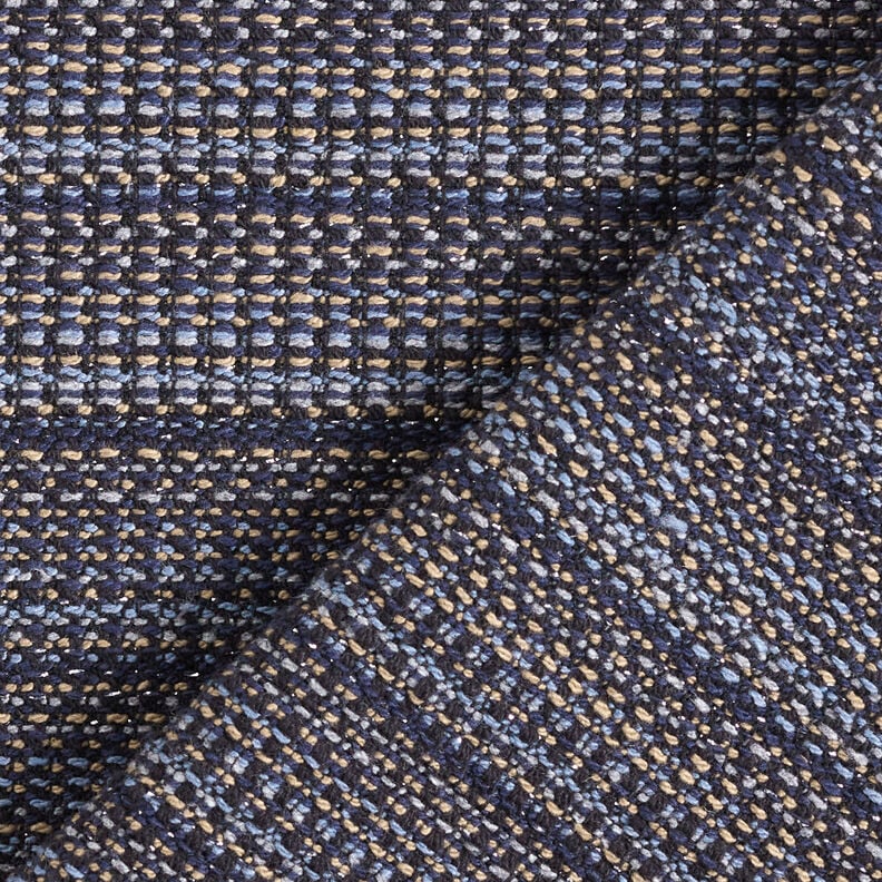 Kabátovina s texturou z třpytivé příze – noční modrá/pískove hnědá,  image number 5