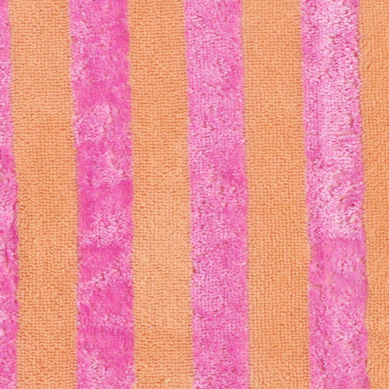 Froté látka Bambus Široké pruhy – světle oranžová/pink, image number 1